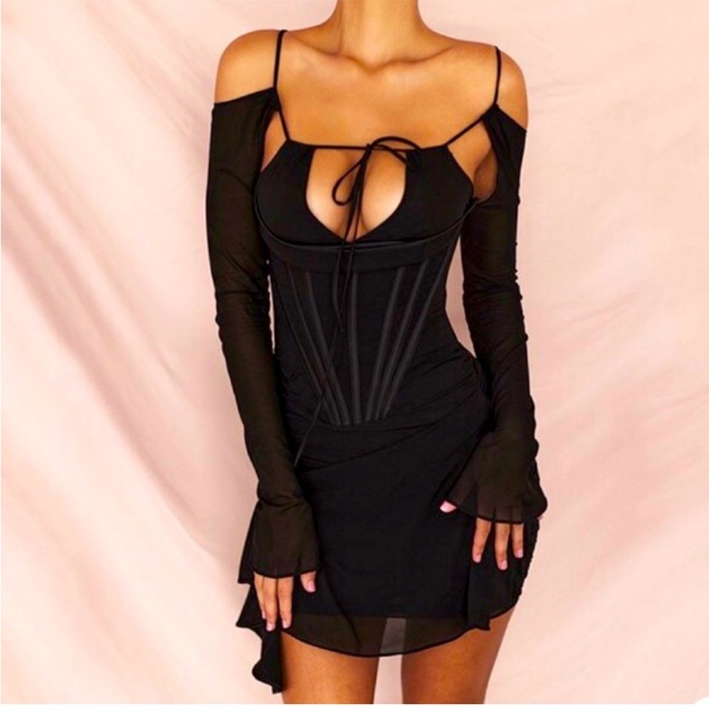 House of CB Gianna Silk Corset Mini Dress NEW